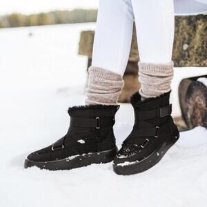 UGG Classic Boom Buckle Boots Black Shearling Fur Lined Sz 6 $198